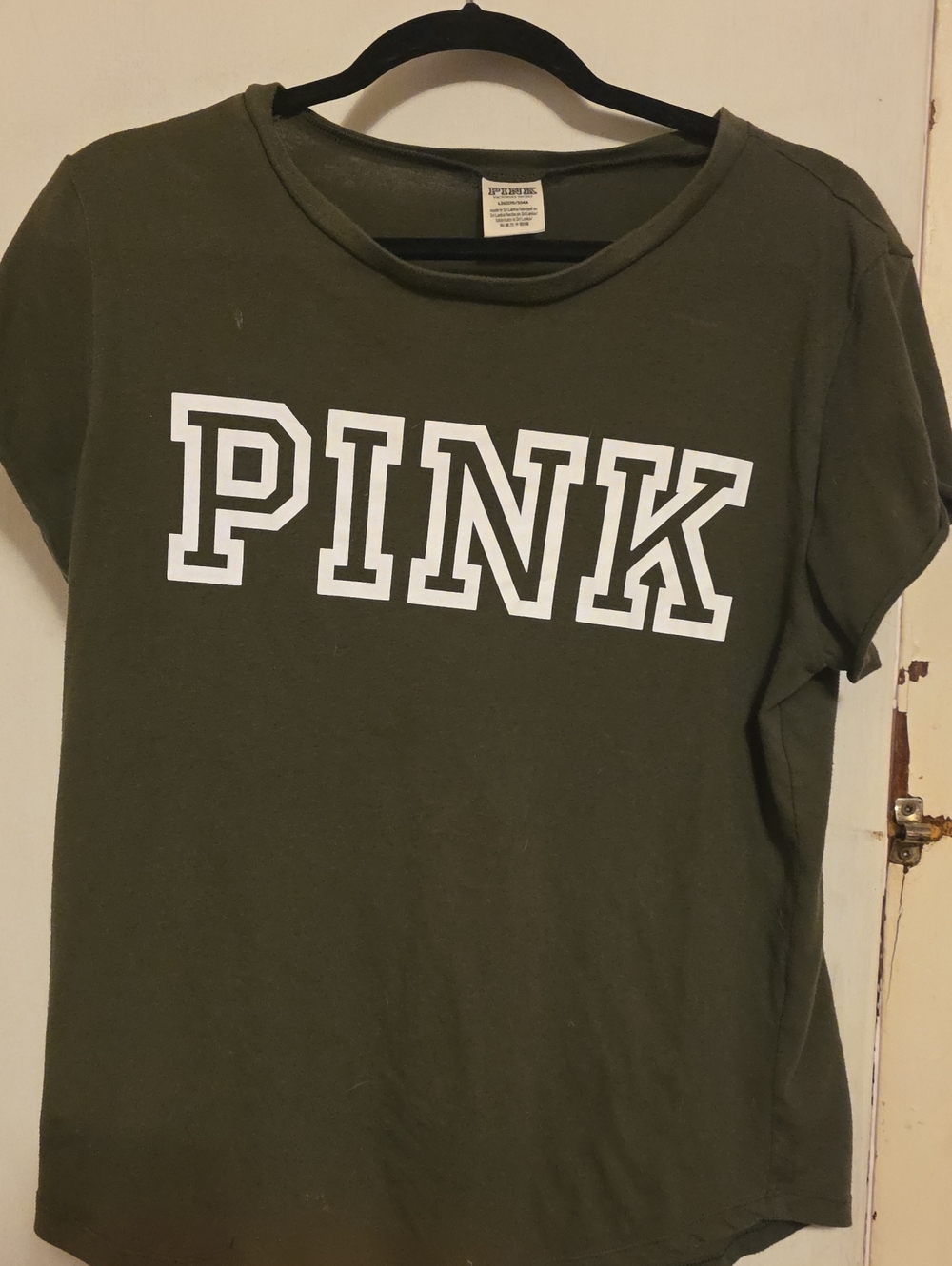 PINK Victoria's Secret Olive Green Crewneck Tee